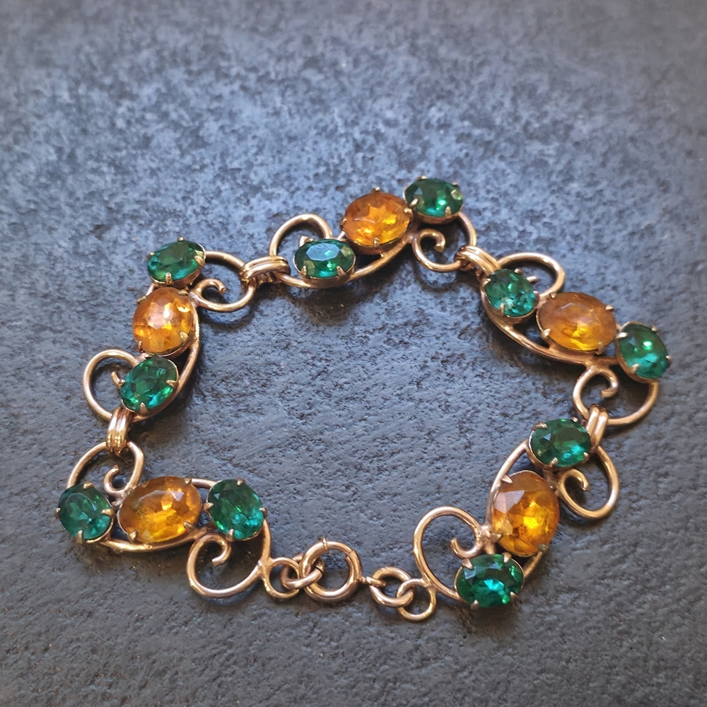Antique Edwardian Gold Filled Paste Bracelet (c. 1890–1915) STAMP FADED